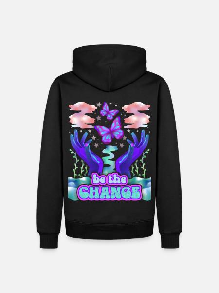 Psychedelische Schmetterlinge, Spruch - Männer Premium Bio Hoodie - Schwarz