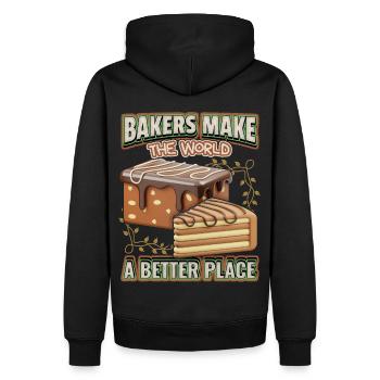 Schokokuchen, lustiger Bäcker Spruch mit Kuchen - Männer Premium Bio Hoodie - Schwarz - Hinten - Nico (187cm)