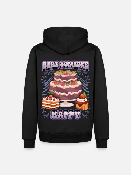 Kuchen backen, Torte backen, lustiger Spruch - Männer Premium Bio Hoodie - Schwarz