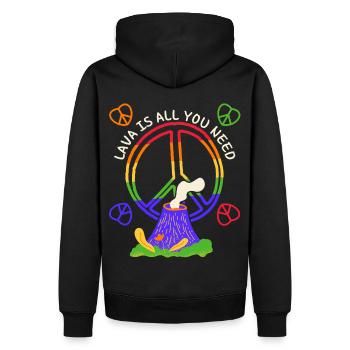 Symbole de paix, signe de paix avec volcan, jeu de mots - Sweat à capuche Premium bio Homme - noir - Dos - Nico (187cm)