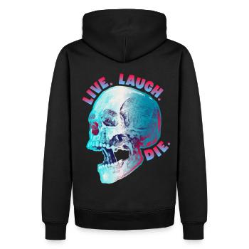 Drôle de crâne, dicton morbide, design de motard - Sweat à capuche Premium bio Homme - noir - Dos - Nico (187cm)