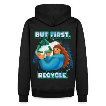 Recycling, recyceln, Umweltschutz Spruch - Männer Premium Bio Hoodie - Schwarz - Hinten - Nico (187cm)