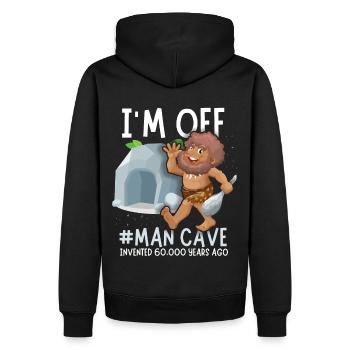 Man Cave, comique de Néandertal, drôle de dicton - Sweat à capuche Premium bio Homme - noir - Dos - Nico (187cm)