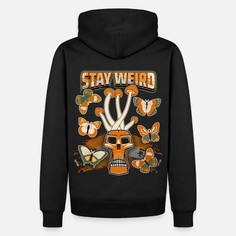 Champignons Magiques, Psychédélique, Crâne, Champignons - Sweat à capuche Premium bio Homme - noir