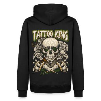 Tattoo Spruch, Skull, Tätowierung, Totenkopf - Männer Premium Bio Hoodie - Schwarz - Hinten - Nico (187cm)