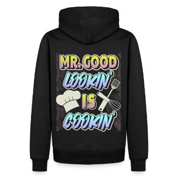 Cuisinier, papa-papa-papa, fête des pères fête des pères - Sweat à capuche Premium bio Homme - noir - Dos - Nico (187cm)