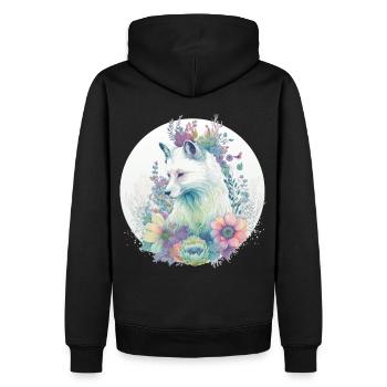 Fleur de renard arctique mignonne Animaux de la couronne amoureux - Sweat à capuche Premium bio Homme - noir - Dos - Nico (187cm)