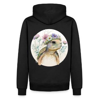 Mignon Aquarelle Tortue Fleur Couronne Mer Animal Lov - Sweat à capuche Premium bio Homme - noir - Dos - Nico (187cm)