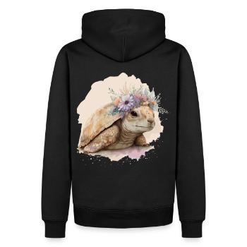Mignon aquarelle tortue tortue fleur couronne anima - Sweat à capuche Premium bio Homme - noir - Dos - Nico (187cm)