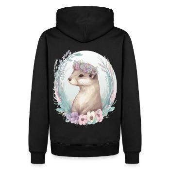Cute Watercolor Otter Flower Crown Floral Boho Ani - Männer Premium Bio Hoodie - Schwarz - Hinten - Nico (187cm)