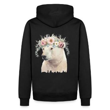 Aquarelle Ours Polaire Fleur Couronne Boho Esthétique - Sweat à capuche Premium bio Homme - noir - Dos - Nico (187cm)