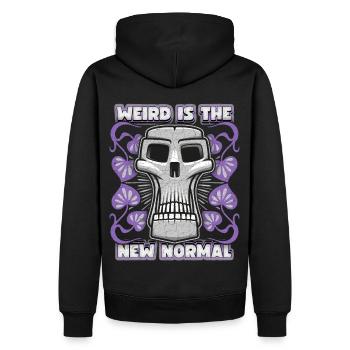 Totenkopf, Weird Skull, lustiger Spruch, Zitat - Männer Premium Bio Hoodie - Schwarz - Hinten - Nico (187cm)
