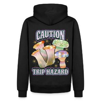 Magic Mushrooms, Psychedelische Pilze, Spruch - Männer Premium Bio Hoodie - Schwarz - Hinten - Nico (187cm)