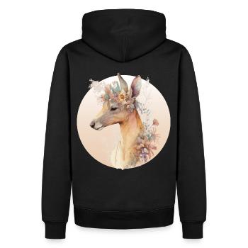 Australian Kangaroo Flower Crown Watercolor Animal - Männer Premium Bio Hoodie - Schwarz - Hinten - Nico (187cm)