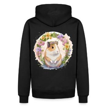 Cute Hamster Flower Crown Boho Aesthetic Floral An - Männer Premium Bio Hoodie - Schwarz - Hinten - Nico (187cm)