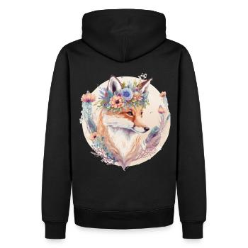 Cute Watercolor Fox Flower Crown Boho Aesthetic - Männer Premium Bio Hoodie - Schwarz - Hinten - Nico (187cm)