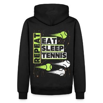 Mange-Sommeil-Tennis drôle de dicton de tennis - Sweat à capuche Premium bio Homme - noir - Dos - Nico (187cm)