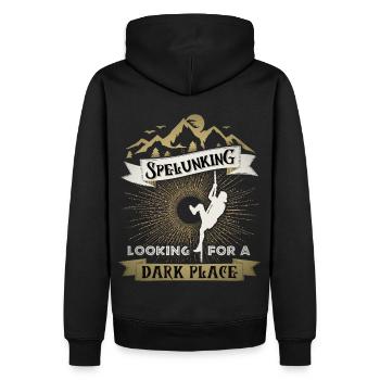 Spelunking, spéléologue, spéléologie, disant - Sweat à capuche Premium bio Homme - noir - Dos - Nico (187cm)