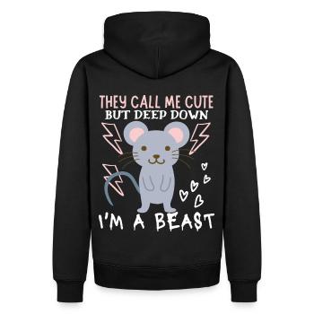 Maus, Mouse, lustiger Spruch, Ironie - Männer Premium Bio Hoodie - Schwarz - Hinten - Nico (187cm)