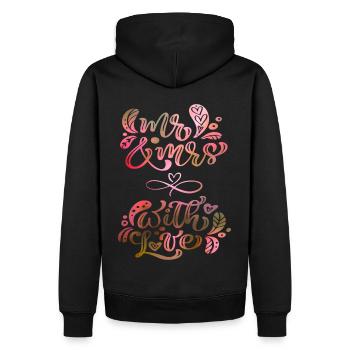 Mr & Mrs, Amour-Amour, Mariage, Typographie de mariage - Sweat à capuche Premium bio Homme - noir - Dos - Nico (187cm)