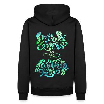Mr & Mrs, Amour-Amour, Mariage, Typographie de mariage - Sweat à capuche Premium bio Homme - noir - Dos - Nico (187cm)
