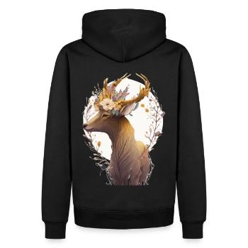 Cute Watercolor Antelope Flower Crown Floral Boho - Männer Premium Bio Hoodie - Schwarz - Hinten - Nico (187cm)