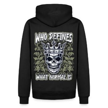 Lachender Totenkopf, Totenschädel, Biker Motiv - Männer Premium Bio Hoodie - Schwarz - Hinten - Nico (187cm)