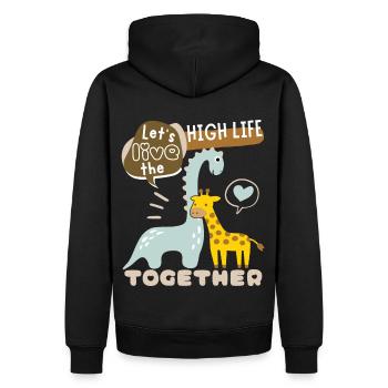 Dinosaurier Cute-Giraffe Valentinstag Liebe-Spruch - Männer Premium Bio Hoodie - Schwarz - Hinten - Nico (187cm)