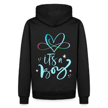 Baby-Boy, Spruch It's-a-Boy, Schwangerschaft - Männer Premium Bio Hoodie - Schwarz - Hinten - Nico (187cm)