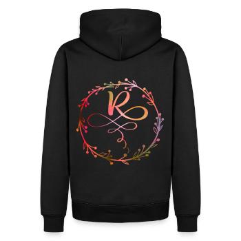 Monogramme, lettre R, ornement de calligraphie - Sweat à capuche Premium bio Homme - noir - Dos - Nico (187cm)
