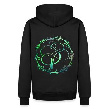 Monogramme, lettre P, ornement de calligraphie - Sweat à capuche Premium bio Homme - noir - Dos - Nico (187cm)