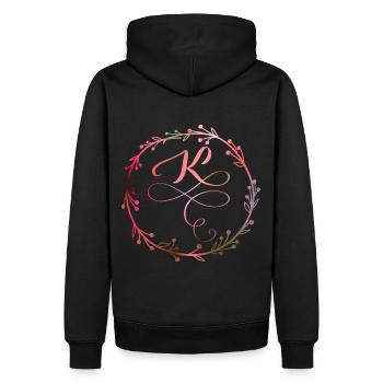 Monogramme, Lettre K, Ornement de calligraphie - Sweat à capuche Premium bio Homme - noir - Dos - Nico (187cm)