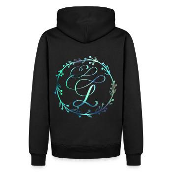 Monogram, Letter L, Calligraphy Ornament - Men’s Premium Organic Hoodie - black - Back - Nico (187cm)