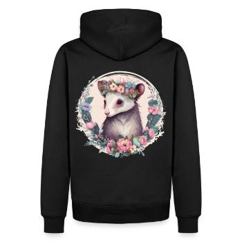 Jolie Couronne d’opossum Couronne Floral Aquarelle - Sweat à capuche Premium bio Homme - noir - Dos - Nico (187cm)