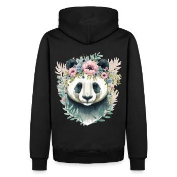 Mignon Panda Ours Fleur Couronne Aquarelle Animal Lov - Sweat à capuche Premium bio Homme - noir - Dos - Nico (187cm)