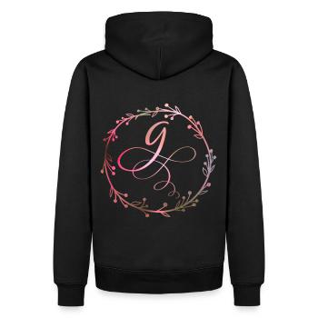 Monogramme, lettre G, ornement de calligraphie - Sweat à capuche Premium bio Homme - noir - Dos - Nico (187cm)