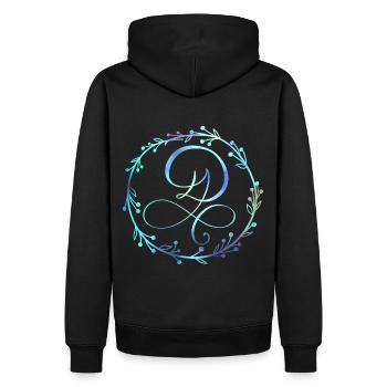 Monogramme, Lettre D, Ornement de calligraphie - Sweat à capuche Premium bio Homme - noir - Dos - Nico (187cm)