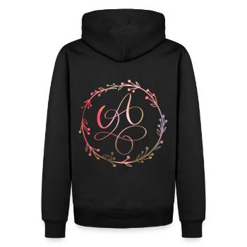 Monogramm, Buchstabe A, Kalligrafie Ornament - Männer Premium Bio Hoodie - Schwarz - Hinten - Nico (187cm)