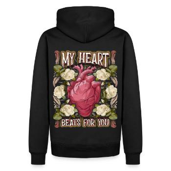 Cœur anatomique, dicton vintage de la Saint-Valentin - Sweat à capuche Premium bio Homme - noir - Dos - Nico (187cm)