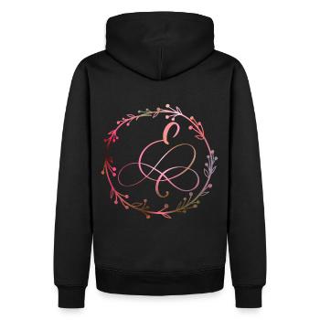 Monogramm, Buchstabe E, Kalligrafie Ornament - Männer Premium Bio Hoodie - Schwarz - Hinten - Nico (187cm)