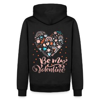 Be-My-Valentine Dicton Saint-Valentin avec arc-en-ciel - Sweat à capuche Premium bio Homme - noir - Dos - Nico (187cm)