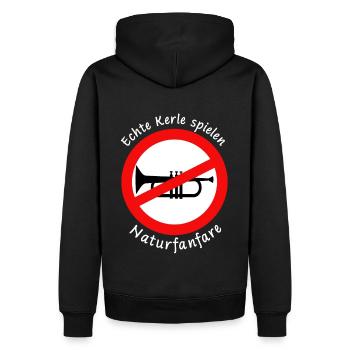 Lustiger Spruch Echte Kerle spielen Naturfanfare - Männer Premium Bio Hoodie - Schwarz - Hinten - Nico (187cm)