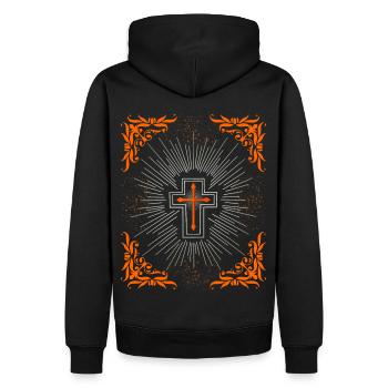 Croix du Christ, Jésus-Christ Ornement baroque - Sweat à capuche Premium bio Homme - noir - Dos - Nico (187cm)