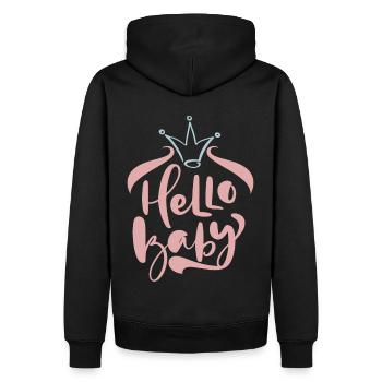 Hello-Baby, Baby-Party, Geburt, Typografie-Design - Männer Premium Bio Hoodie - Schwarz - Hinten - Nico (187cm)