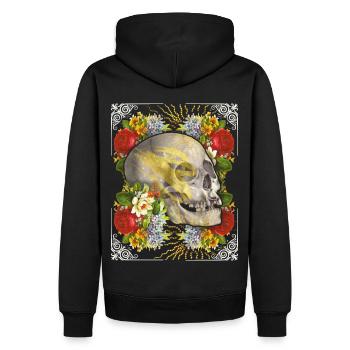 Crâne crâne crâne avec roses vintage - Sweat à capuche Premium bio Homme - noir - Dos - Nico (187cm)