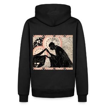 Geheimnis, vintage Illustration, Art-Nouveau-Boho - Männer Premium Bio Hoodie - Schwarz - Hinten - Nico (187cm)