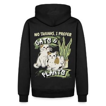 Chats et plantes, drôle de dicton ironique - Sweat à capuche Premium bio Homme - noir - Dos - Nico (187cm)