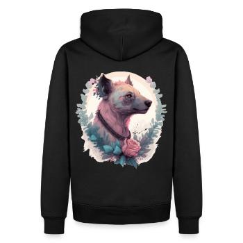 Aquarelle Hyène Fleur Couronne Afrique Safari Animal - Sweat à capuche Premium bio Homme - noir - Dos - Nico (187cm)