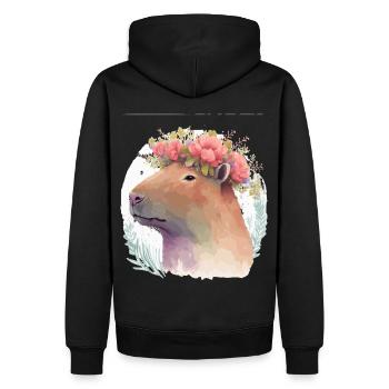 Aquarelle Capybara Fleur de rongeur Crown Animal Lov - Sweat à capuche Premium bio Homme - noir - Dos - Nico (187cm)