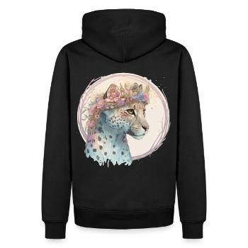 Fleur de guépard mignonne Couronne Floral Aquarelle Animal - Sweat à capuche Premium bio Homme - noir - Dos - Nico (187cm)